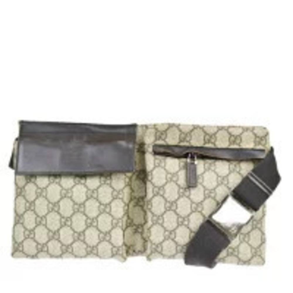 Gucci Waist Pouch Clutch Bag GG Brown Leather